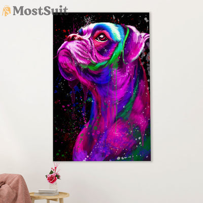 Funny Cute Boxer Canvas Wall Art Prints | Watercolor Dog Painting | Gift for Brindle Boxador Dog Lover