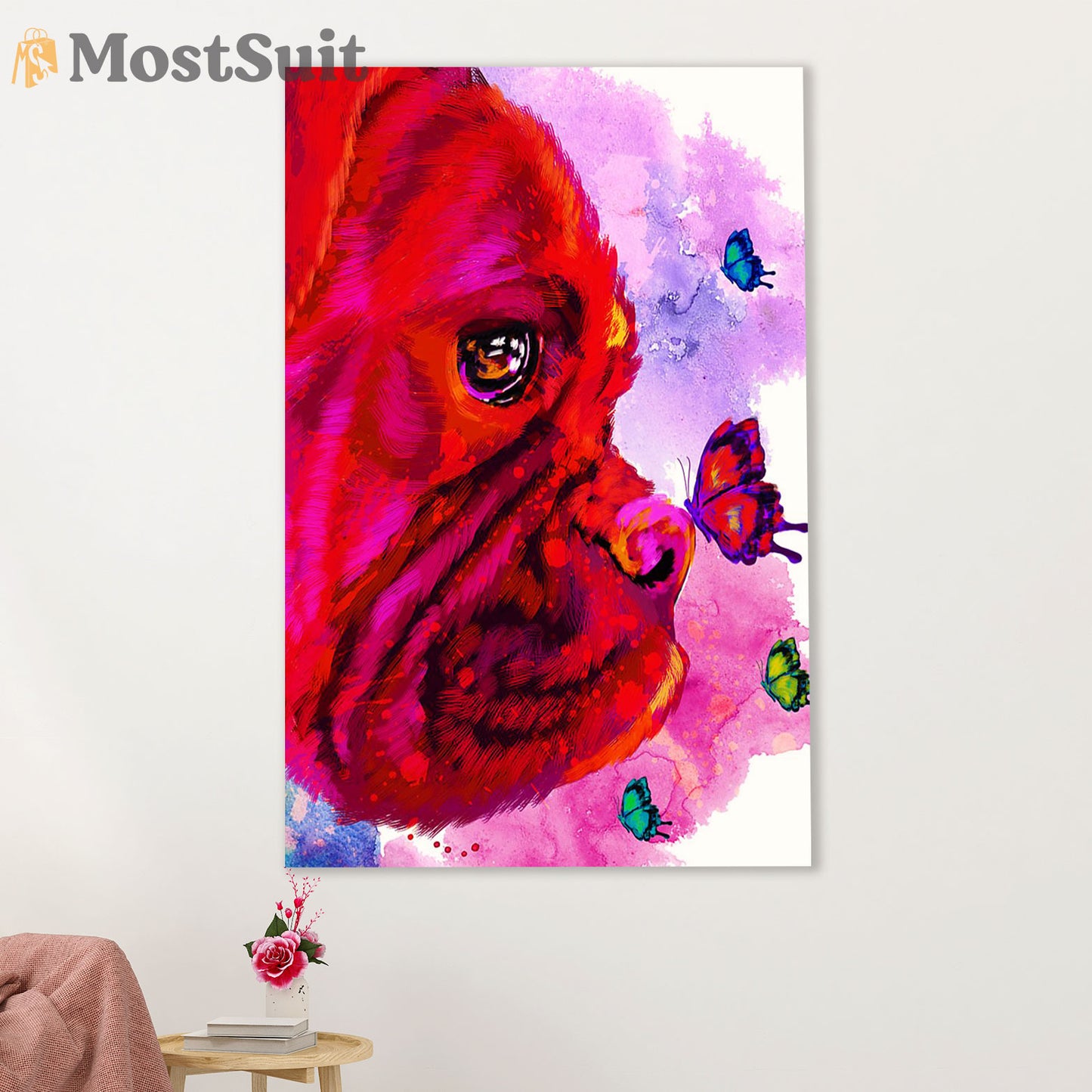 Funny Cute Boxer Canvas Wall Art Prints | Watercolor Dog | Gift for Brindle Boxador Dog Lover