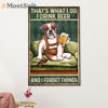 Funny Cute Boxer Canvas Wall Art Prints | Drink Beer & Forget Things | Gift for Brindle Boxador Dog Lover