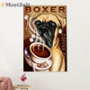 Funny Cute Boxer Poster | Coffee Co | Wall Art Gift for Brindle Boxador Puppies Lover