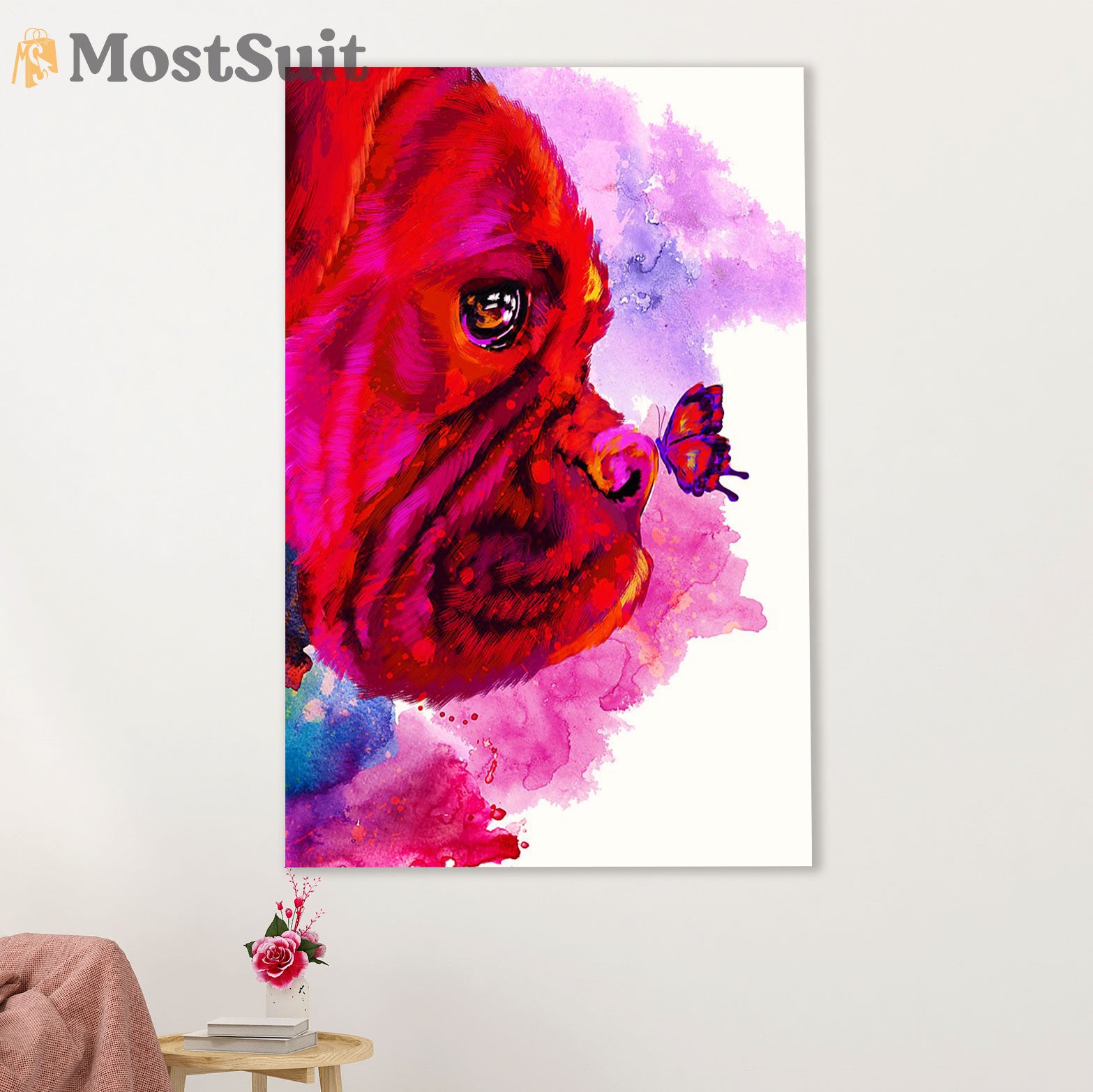 Funny Cute Boxer Canvas Wall Art Prints | Dog Colorful Painting | Gift for Brindle Boxador Dog Lover