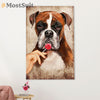 Funny Cute Boxer Poster | Dog & Lady | Wall Art Gift for Brindle Boxador Puppies Lover