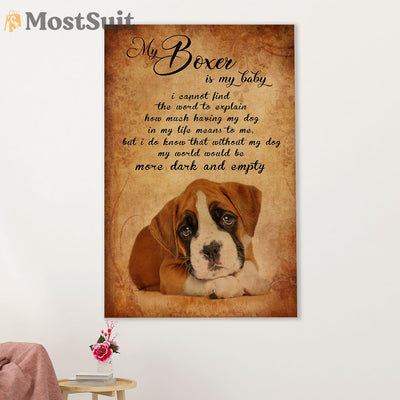 Funny Cute Boxer Canvas Wall Art Prints | My Baby Boxer | Gift for Brindle Boxador Dog Lover