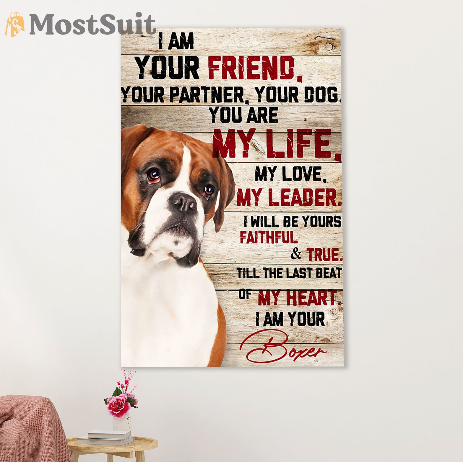 Funny Cute Boxer Poster | I Am Your Friend | Wall Art Gift for Brindle Boxador Puppies Lover