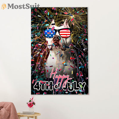 Funny Cute Boxer Poster | 4th of July | Wall Art Gift for Brindle Boxador Puppies Lover