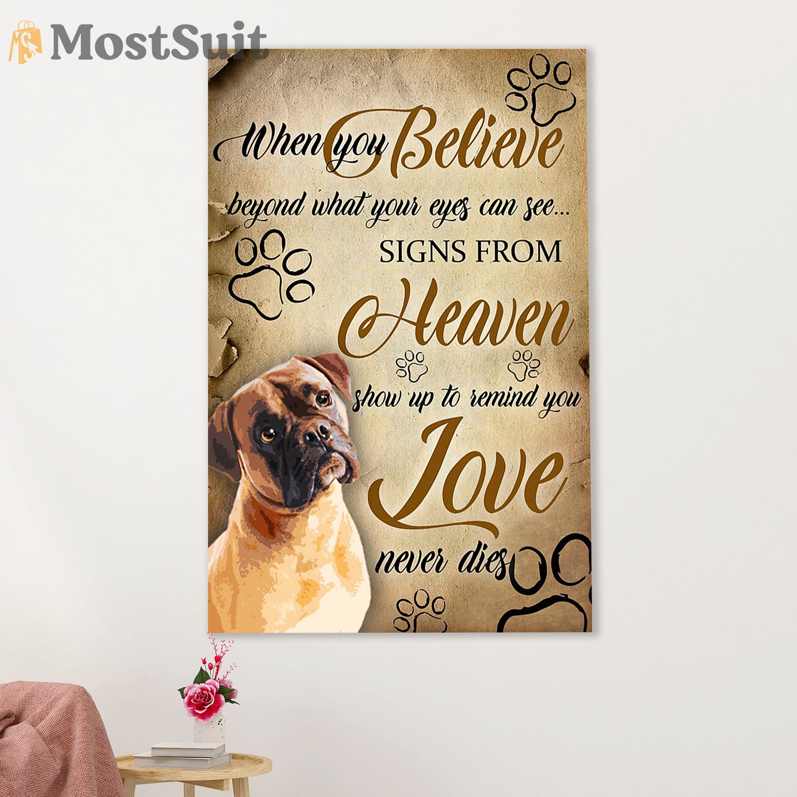 Funny Cute Boxer Poster | Signs From Heaven | Wall Art Gift for Brindle Boxador Puppies Lover