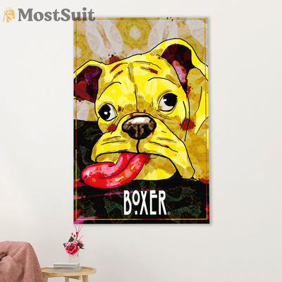 Funny Cute Boxer Canvas Wall Art Prints | Funny Dog | Gift for Brindle Boxador Dog Lover