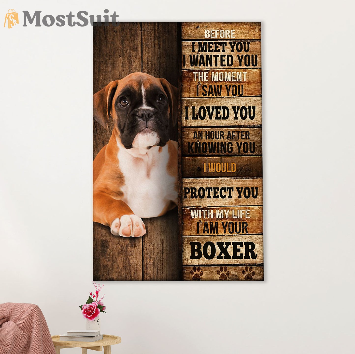 Funny Cute Boxer Canvas Wall Art Prints | I Am Your Boxer | Gift for Brindle Boxador Dog Lover