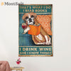 Funny Cute Boxer Poster | Read Books, Drink Wine & Know Things | Wall Art Gift for Brindle Boxador Puppies Lover
