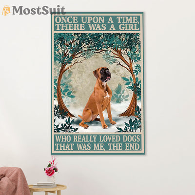 Funny Cute Boxer Poster | Girl Loves Dogs | Wall Art Gift for Brindle Boxador Puppies Lover