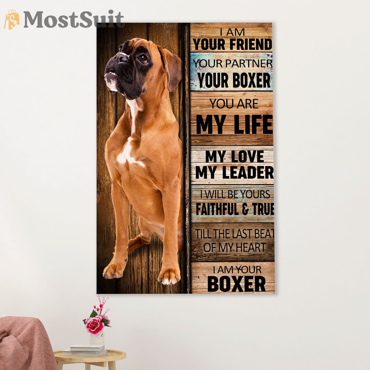 Funny Cute Boxer Canvas Wall Art Prints | I Am Your Boxer | Gift for Brindle Boxador Dog Lover