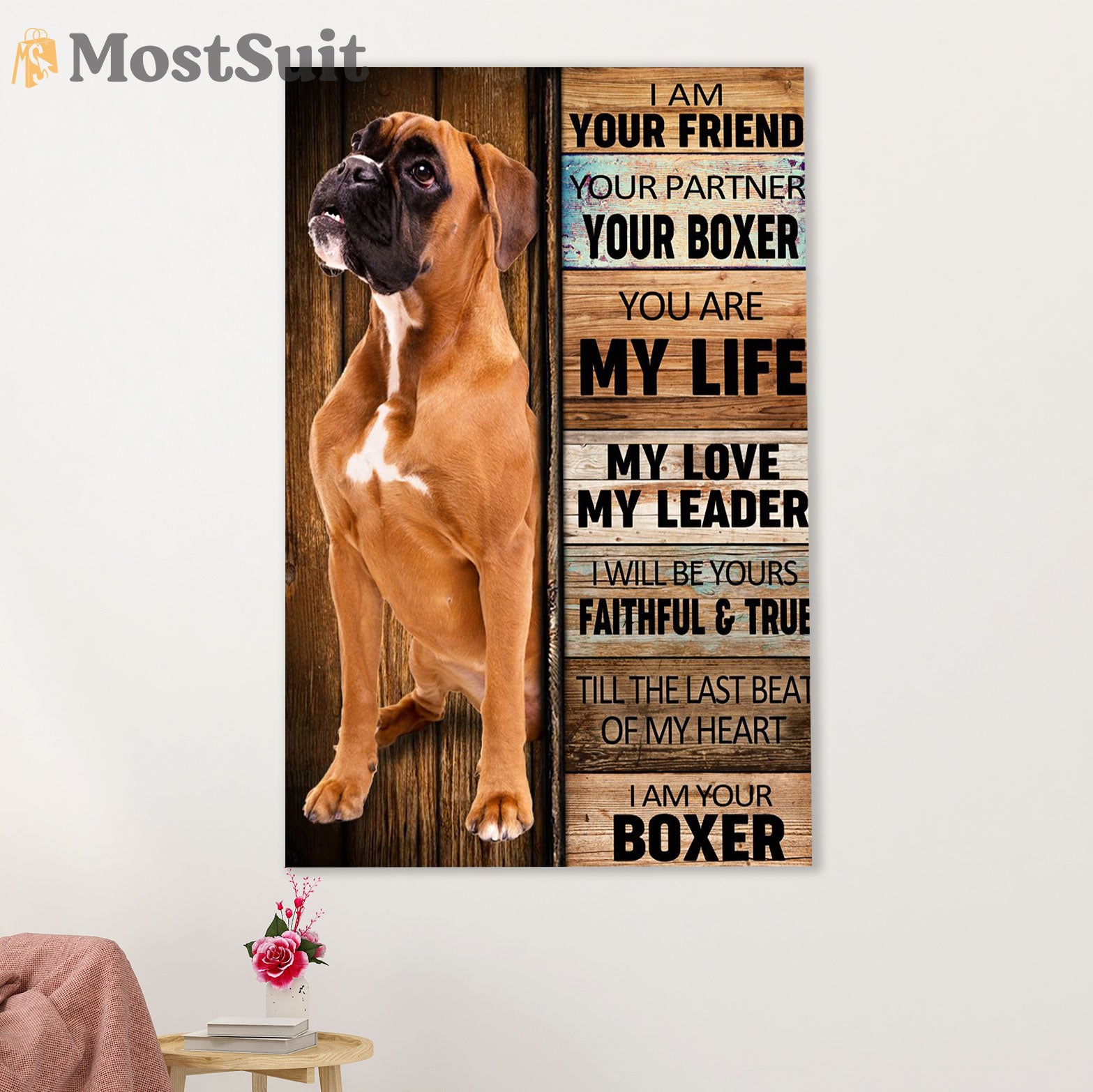 Funny Cute Boxer Canvas Wall Art Prints | I Am Your Boxer | Gift for Brindle Boxador Dog Lover
