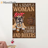 Funny Cute Boxer Poster | Woman Loves Coffee & Boxers | Wall Art Gift for Brindle Boxador Puppies Lover