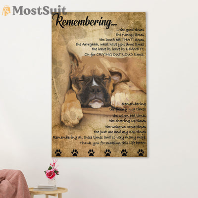 Funny Cute Boxer Poster | Remembering | Wall Art Gift for Brindle Boxador Puppies Lover