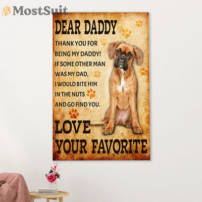 Funny Cute Boxer Poster | From Boxer To Daddy | Wall Art Gift for Brindle Boxador Puppies Lover