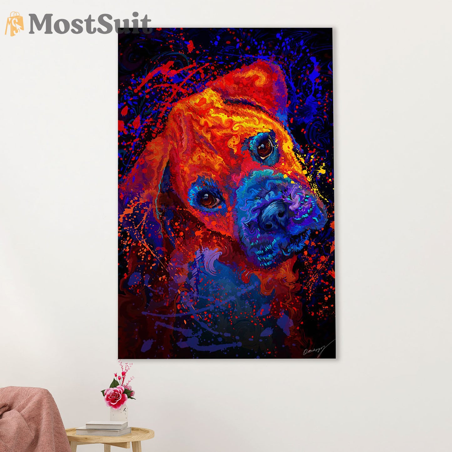 Funny Cute Boxer Canvas Wall Art Prints | Watercolor Dog Painting | Gift for Brindle Boxador Dog Lover