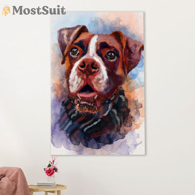 Funny Cute Boxer Canvas Wall Art Prints | Potrait Dog Painting | Gift for Brindle Boxador Dog Lover