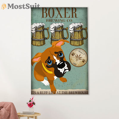 Funny Cute Boxer Poster | Boxer Brewing | Wall Art Gift for Brindle Boxador Puppies Lover