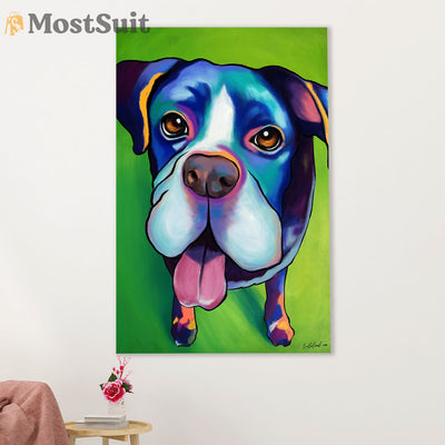 Funny Cute Boxer Poster | Dog Painting | Wall Art Gift for Brindle Boxador Puppies Lover