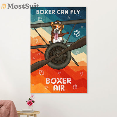 Funny Cute Boxer Poster | Boxer Can Fly | Wall Art Gift for Brindle Boxador Puppies Lover