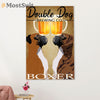 Funny Cute Boxer Poster | Double Dog Brewing | Wall Art Gift for Brindle Boxador Puppies Lover