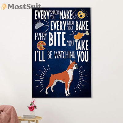 Funny Cute Boxer Canvas Wall Art Prints | Every Bite You Take | Gift for Brindle Boxador Dog Lover