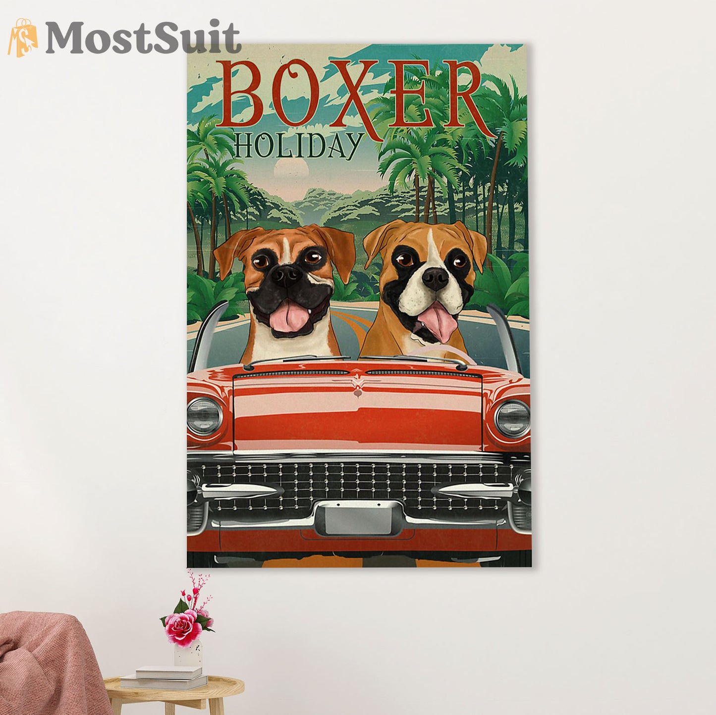 Funny Cute Boxer Poster | Boxer Holiday | Wall Art Gift for Brindle Boxador Puppies Lover