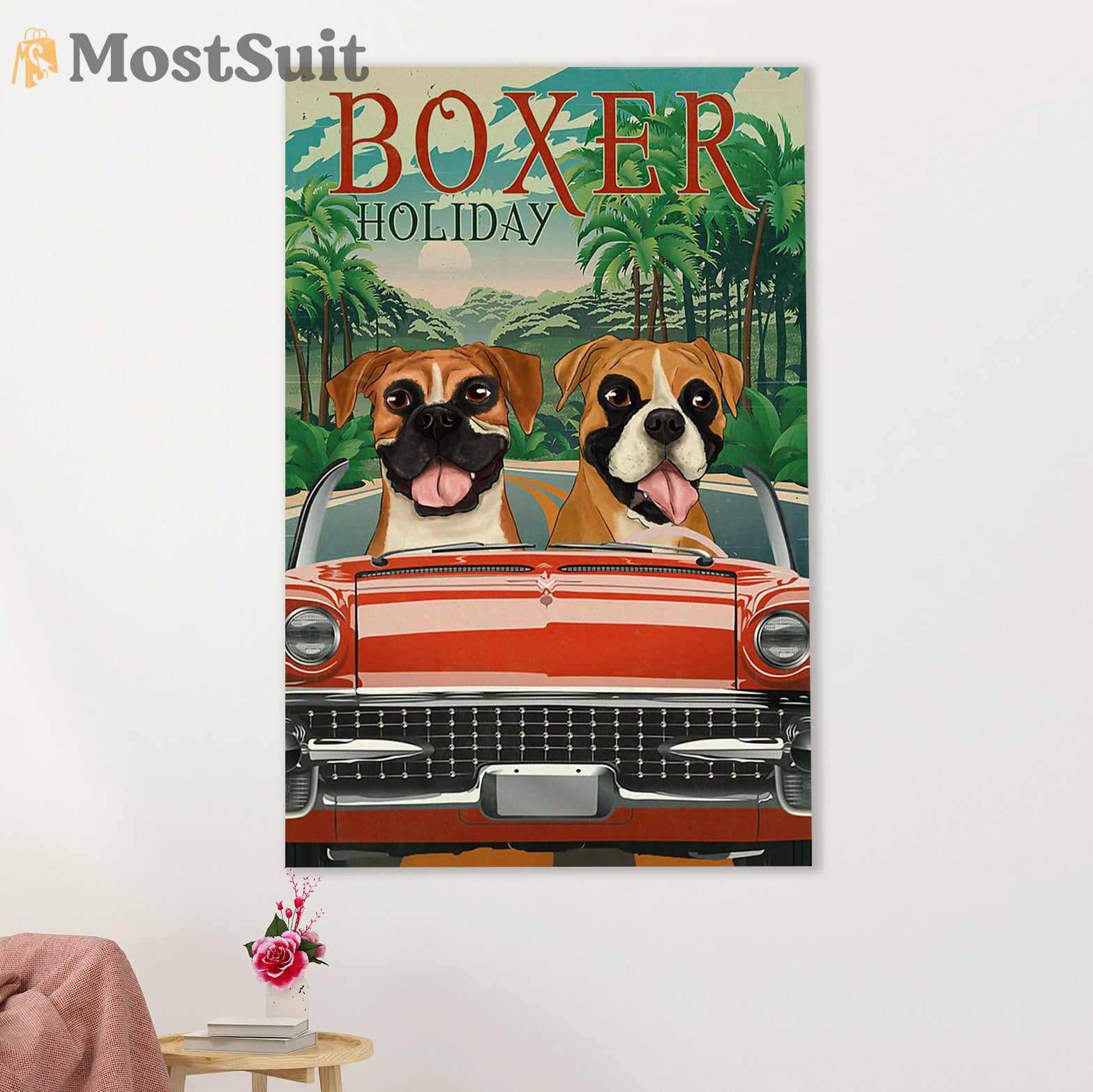 Funny Cute Boxer Poster | Boxer Holiday | Wall Art Gift for Brindle Boxador Puppies Lover