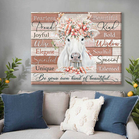 Mostsuit Farm White Cow Be Your Own Kind Of Beautiful Canvas Wall Art Decor