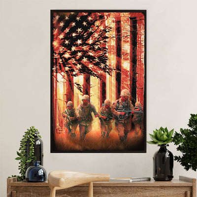 US Army Military Poster Wall Art | US Flag Soldiers | American Independence Day Gift for Soldiers