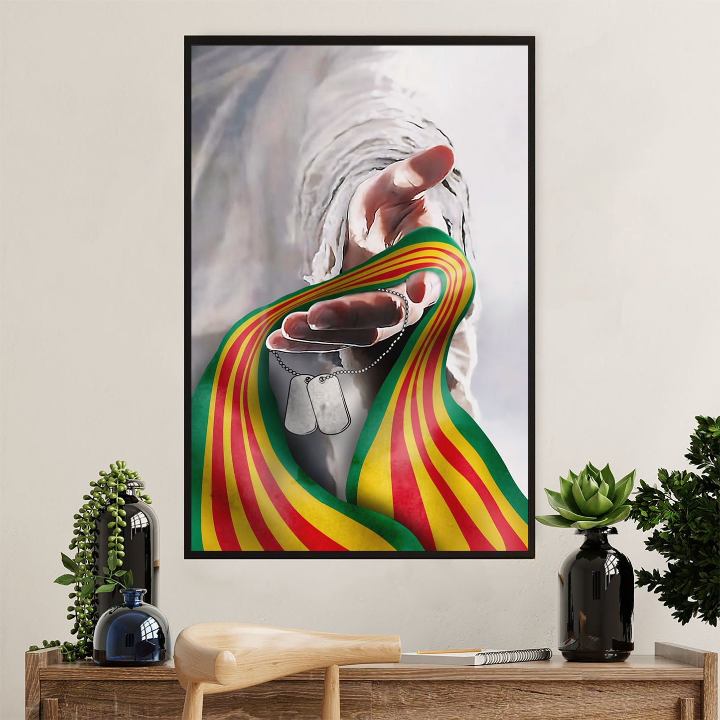 US Army Military Poster Wall Art | Vietnam Veteran Flag | American Independence Day Gift for Soldiers