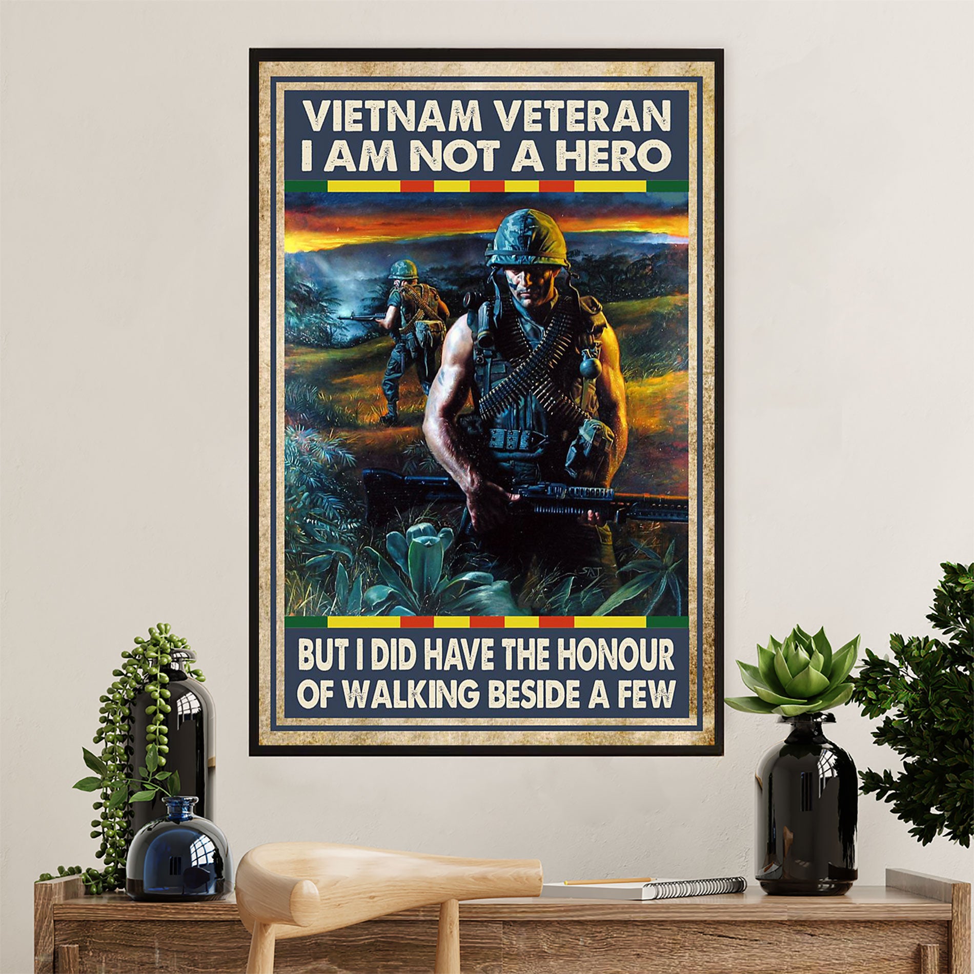 US Army Military Canvas Wall Art | Vietnam Veteran | American Independence Day Gift for Soldiers