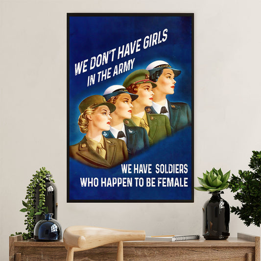 US Army Military Canvas Wall Art | Female Soldiers | American Independence Day Gift for Soldiers