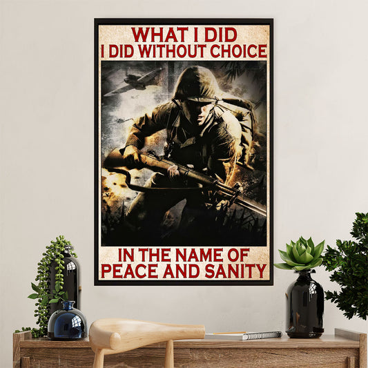 US Army Military Poster Wall Art | Name Of Peace & Sanity | American Independence Day Gift for Soldiers