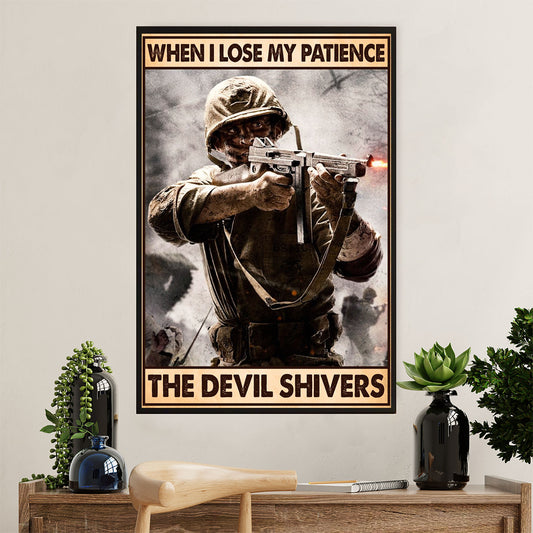 US Army Military Canvas Wall Art | Lose My Patience | American Independence Day Gift for Soldiers