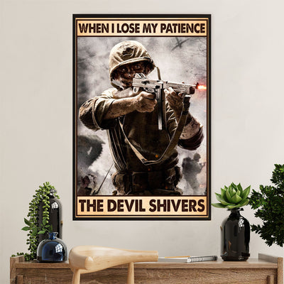US Army Military Poster Wall Art | Lose My Patience | American Independence Day Gift for Soldiers