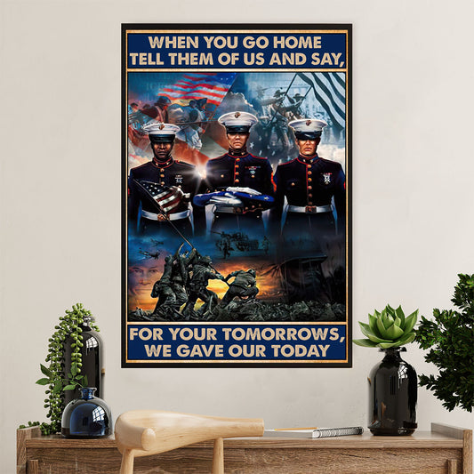 US Army Military Canvas Wall Art | We Gave Our Today | American Independence Day Gift for Soldiers