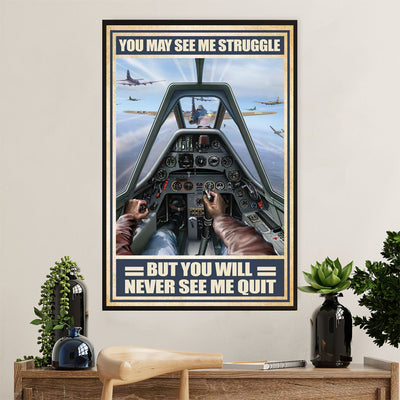 US Army Military Poster Wall Art | Never See Me Quit | American Independence Day Gift for Soldiers