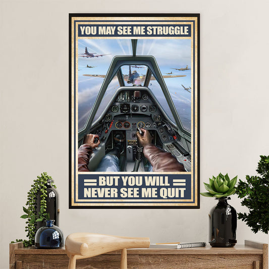 US Army Military Canvas Wall Art | Never See Me Quit | American Independence Day Gift for Soldiers