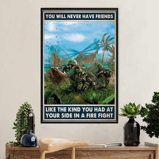 US Army Military Canvas Wall Art | Your Side In A Fire Fight | American Independence Day Gift for Soldiers