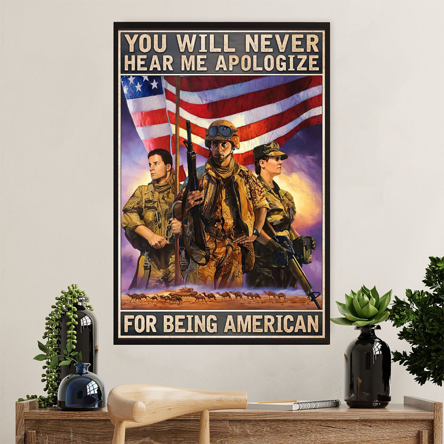 US Army Military Poster Wall Art | Being American | American Independence Day Gift for Soldiers
