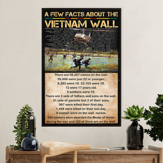US Army Military Canvas Wall Art | Facts About Vietnam Wall | American Independence Day Gift for Soldiers