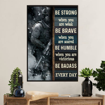 US Army Military Canvas Wall Art | Be Strong Be Brave | American Independence Day Gift for Soldiers