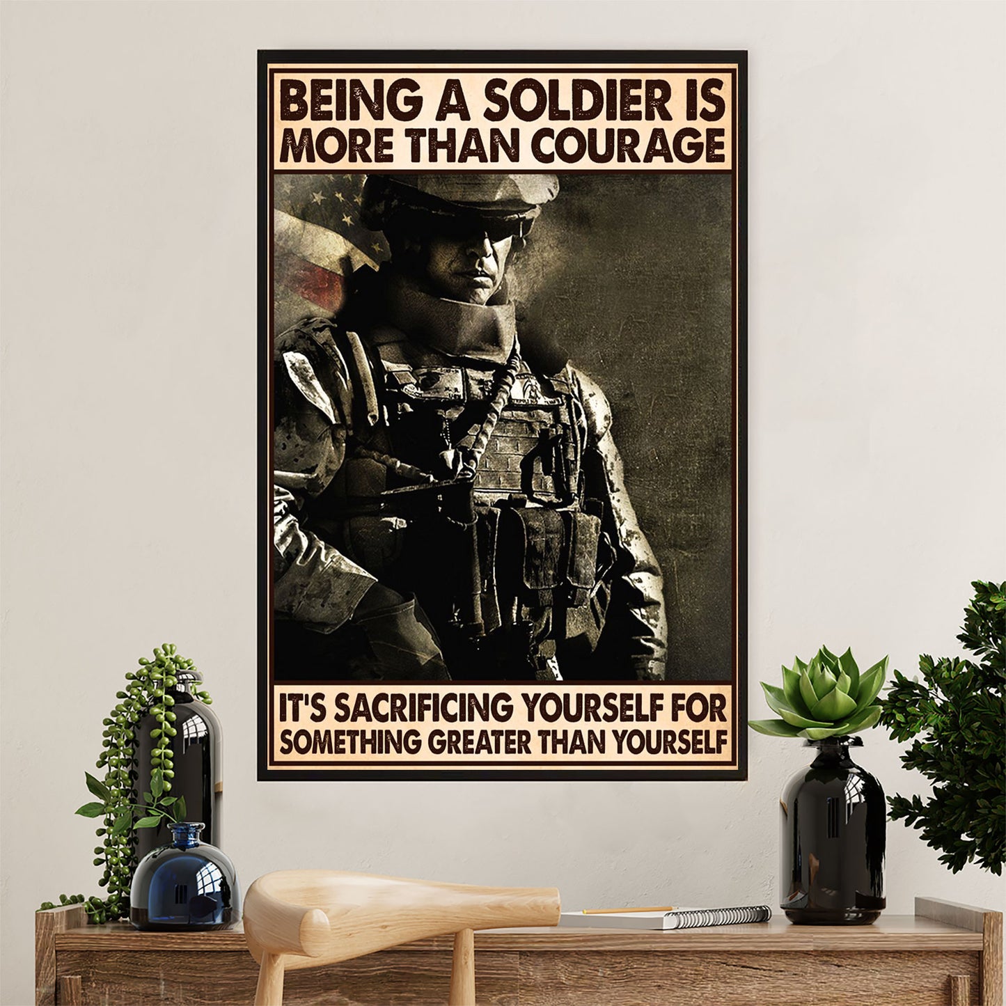 US Army Military Canvas Wall Art | Being A Soilder | American Independence Day Gift for Soldiers