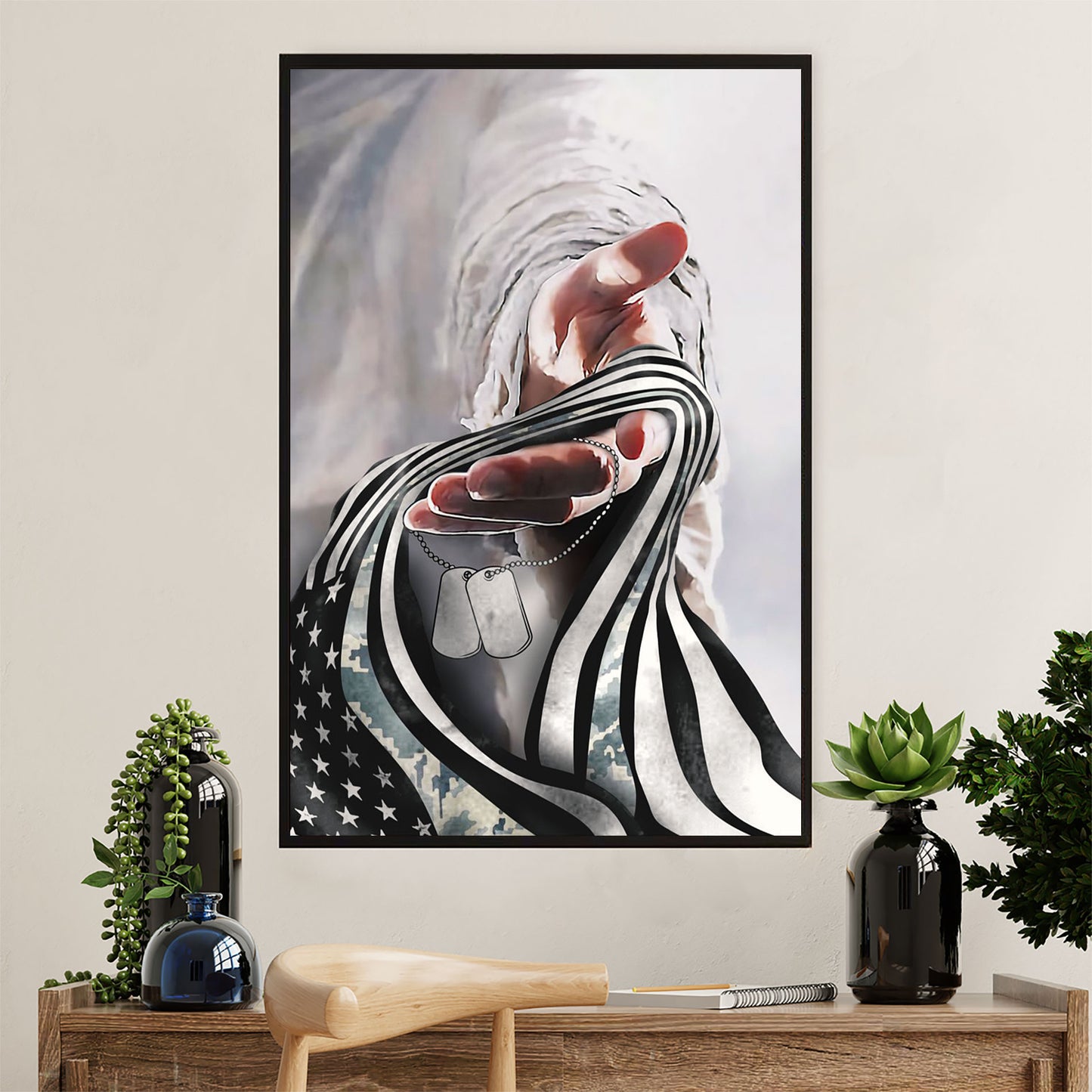 US Army Military Canvas Wall Art | Airforce Veteran Flag | American Independence Day Gift for Soldiers