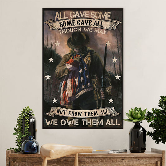 US Army Military Poster Wall Art | We Owe Them All | American Independence Day Gift for Soldiers