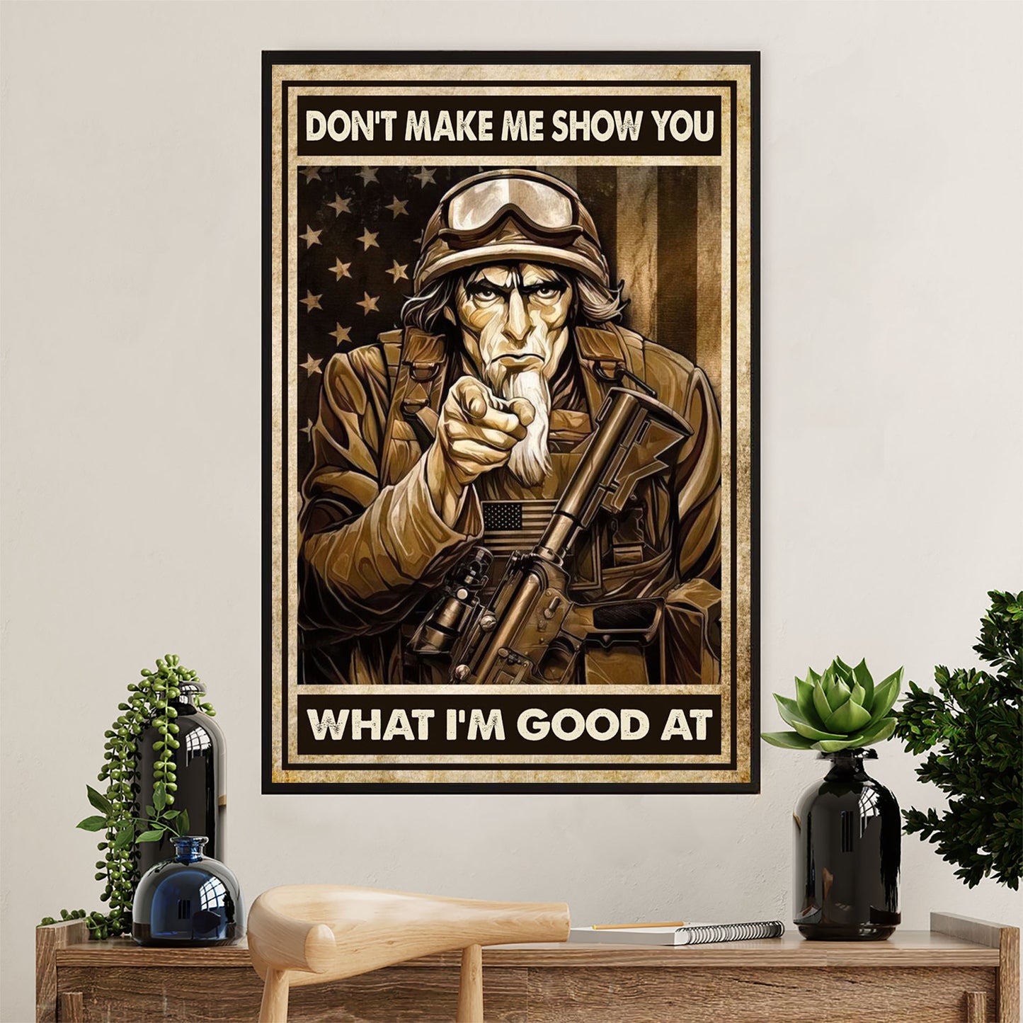 US Army Military Canvas Wall Art | What I'm Good At | American Independence Day Gift for Soldiers