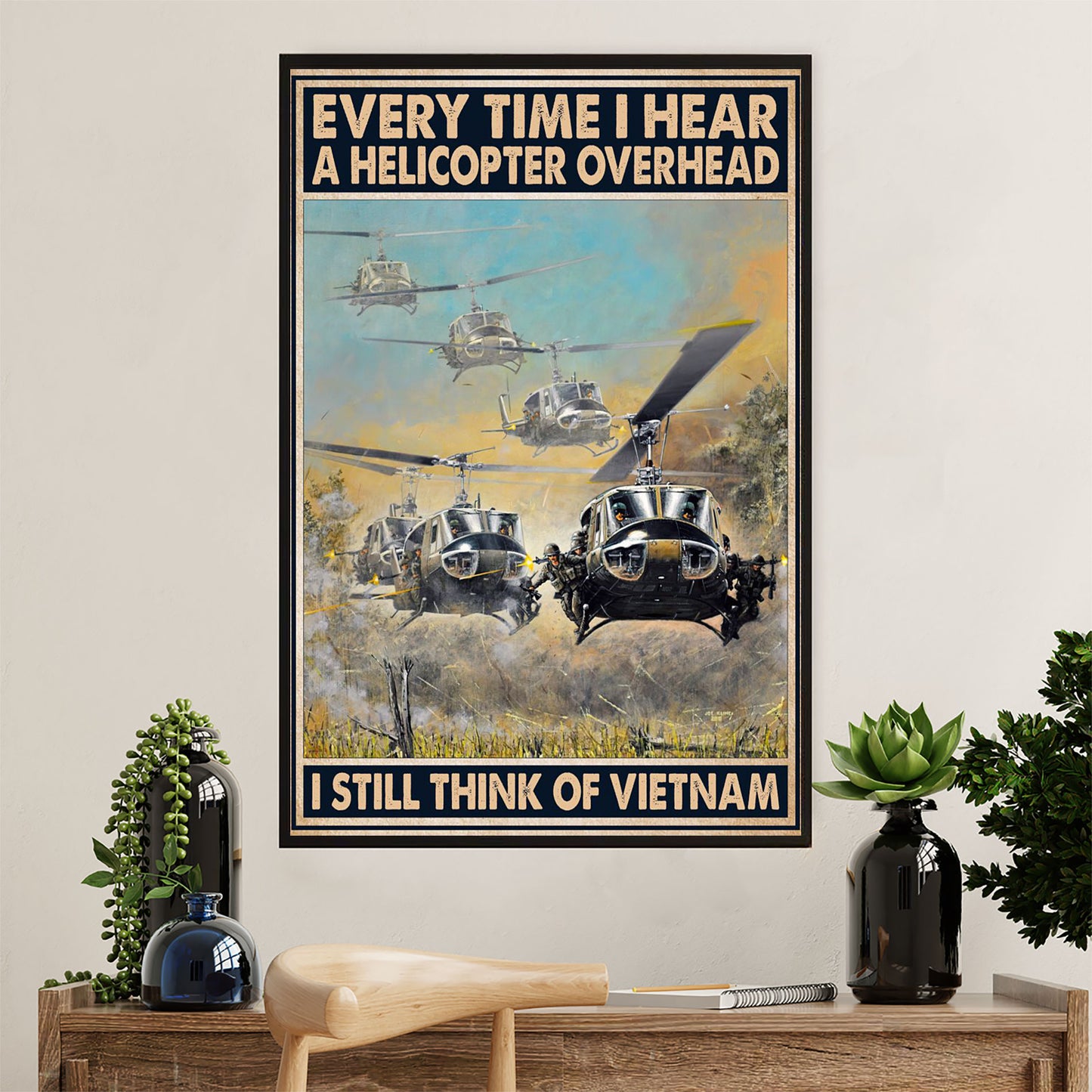 US Army Military Canvas Wall Art | Vietnam War Veteran | American Independence Day Gift for Soldiers