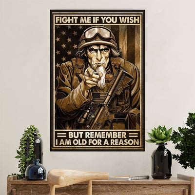 US Army Military Poster Wall Art | Old For A Reason | American Independence Day Gift for Soldiers