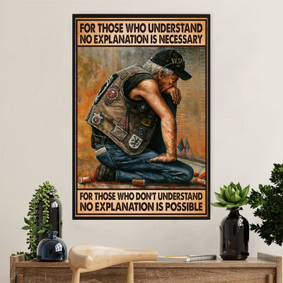 US Army Military Canvas Wall Art | Veteran No Explanation Is Possible | American Independence Day Gift for Soldiers